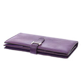 Hermes Hermes Beams Frelation Purple Silver Bracket □ M Steel (around 2009) Unisex Lizard Two-folded wallet B rank used Silgrin