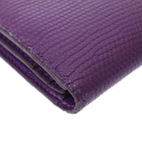 Hermes Hermes Beams Frelation Purple Silver Bracket □ M Steel (around 2009) Unisex Lizard Two-folded wallet B rank used Silgrin