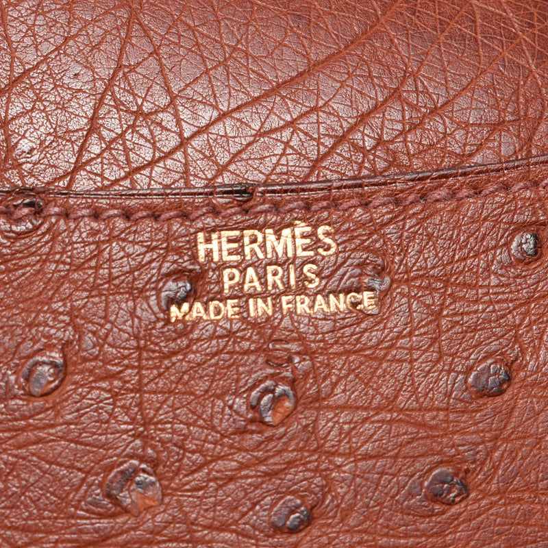 Hermes Hermes Agenda Tea □ A Engraved (around 1997) Unisex Ostrich Notebook Cover A-rank used Silgrin