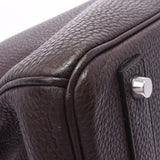 Hermes Hermes Burkin 40 Ebenne Silver Bracket □ L-engraving (around 2008) Unisex Togo Handbags AB Rank Used Silgrin