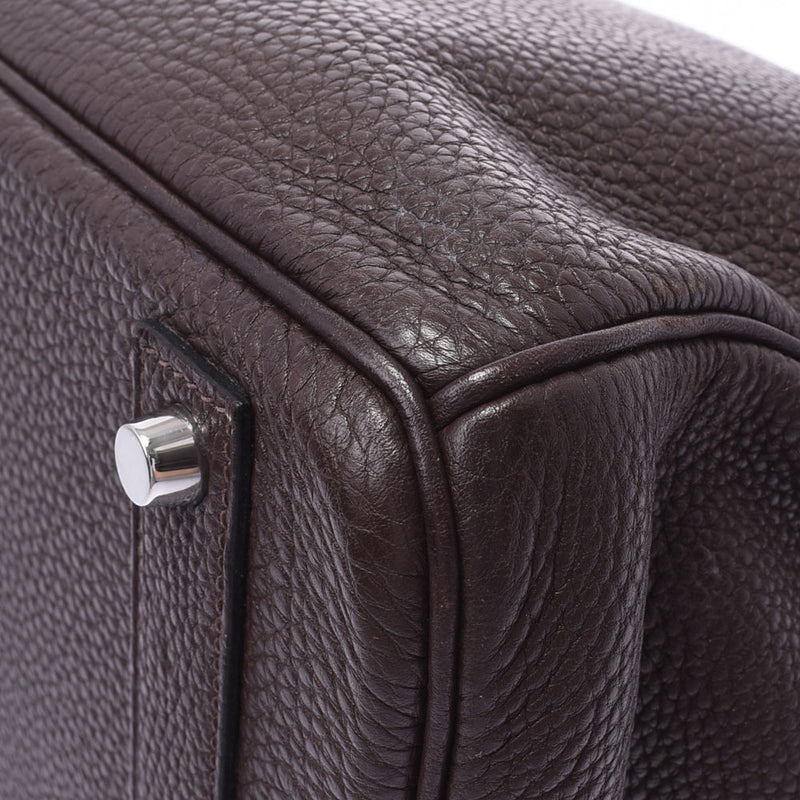 Hermes Hermes Burkin 40 Ebenne Silver Bracket □ L-engraving (around 2008) Unisex Togo Handbags AB Rank Used Silgrin