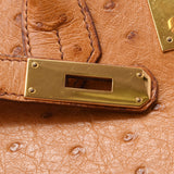 Hermes Hermes Burkin 35 Chestnut Gold Bracket ○ Y Engraved (around 1995) Unisex Austrich Handbag B Rank Used Sinkjo