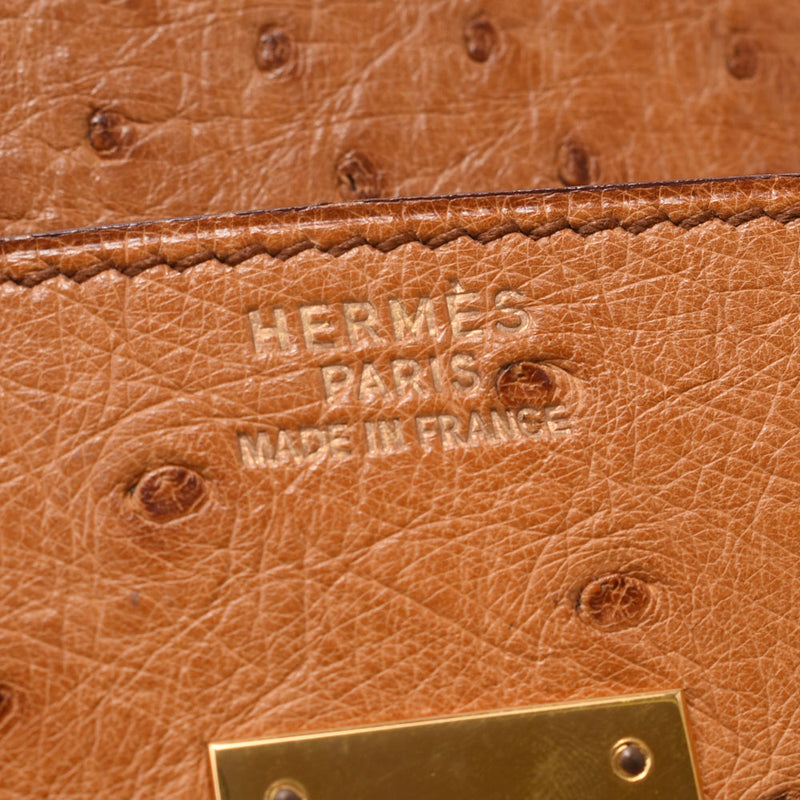 Hermes Hermes Burkin 35 Chestnut Gold Bracket ○ Y Engraved (around 1995) Unisex Austrich Handbag B Rank Used Sinkjo