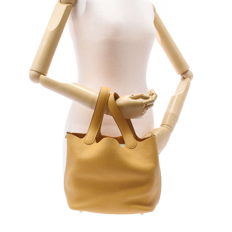 Hermes Hermes Picon Lock MM Jeane Aim Bull Gold Bracket C刻（2018年左右）女式三重纤维手提包未使用的Silgrin