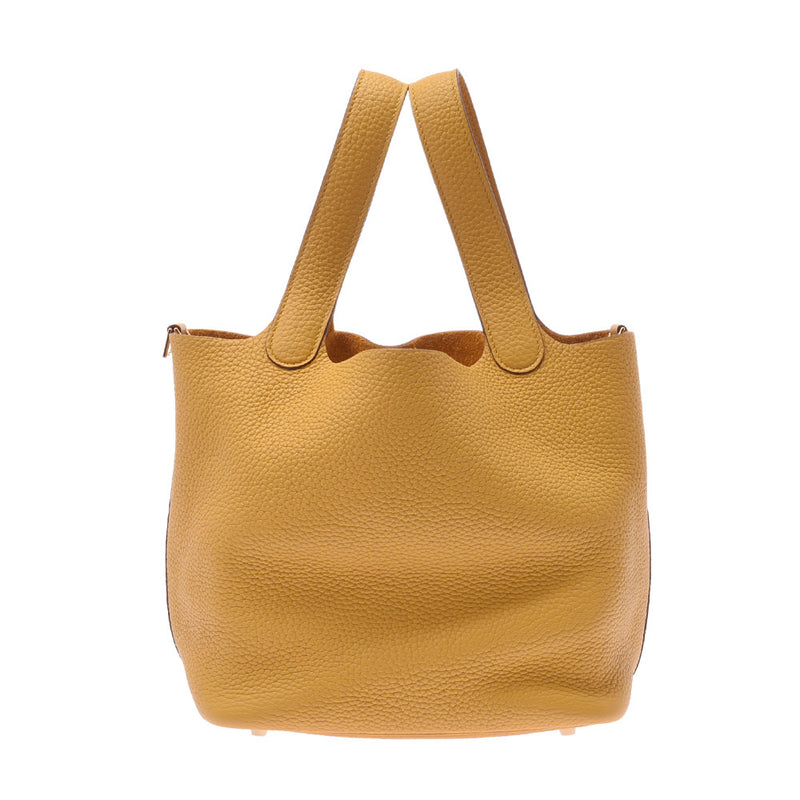 Hermes Hermes Picon Lock MM Jeane Aim Bull Gold Bracket C刻（2018年左右）女式三重纤维手提包未使用的Silgrin