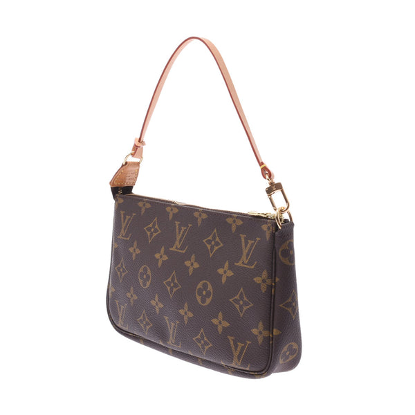 LOUIS VUITTON Monogram Pochette附件棕色M51980女士Monogram帆布附件袋A级二手Ginzo