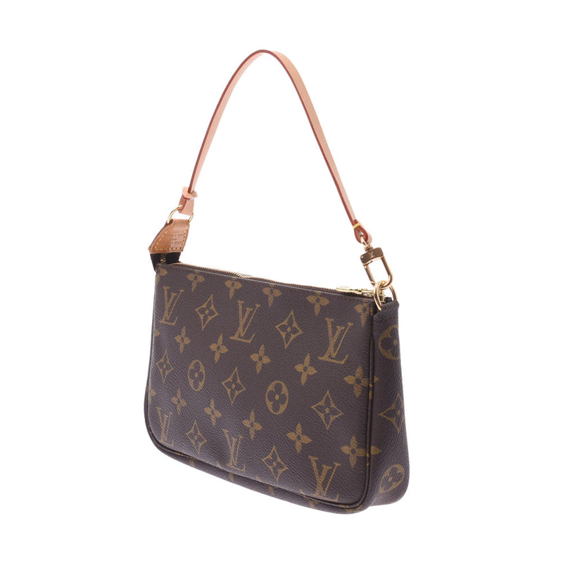 LOUIS VUITTON Monogram Pochette附件棕色M51980女士Monogram帆布附件袋A级二手Ginzo