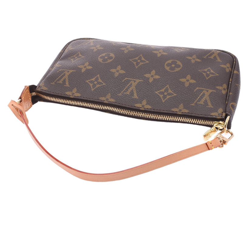 LOUIS VUITTON Monogram Pochette附件棕色M51980女士Monogram帆布附件袋A级二手Ginzo