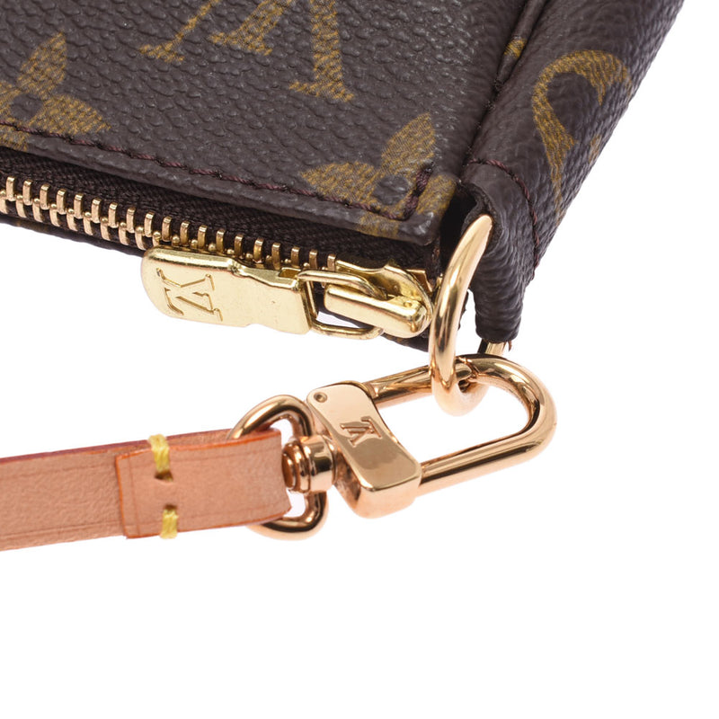 LOUIS VUITTON Monogram Pochette附件棕色M51980女士Monogram帆布附件袋A级二手Ginzo