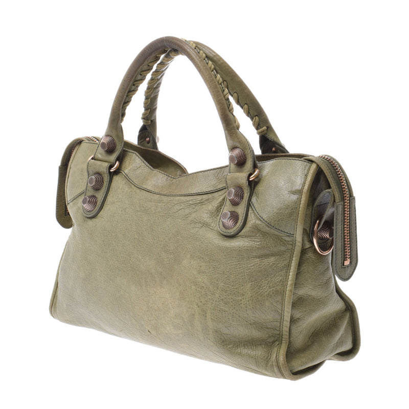 Balenciaga Valenciaga The Giant City 2way Bag Khaki Gold Bracket 173084 Ladies Leather Handbag B Rank Used Silgrin