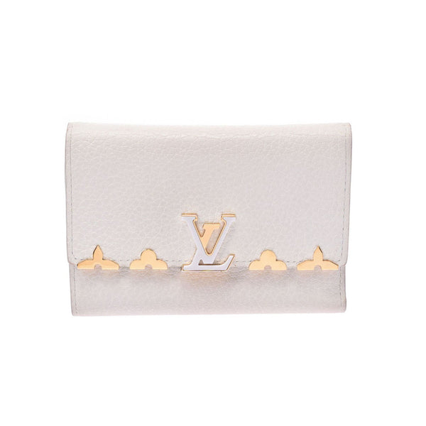 Louis Vuitton Louis Vuitton Portfoille Capsyn Compact White M67887男女皆宜的Toriyon皮革三折钱包B等级使用Silgrin