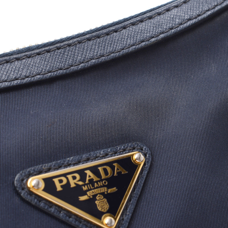 Prada Prada海军UniSex尼龙单肩包B等级使用水池