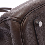 HERMES エルメス バーキン 35 カフェ シルバー金具 □M刻印(2009年頃) ユニセックス トリヨンクレマンス ハンドバッグ 新同 中古 銀蔵