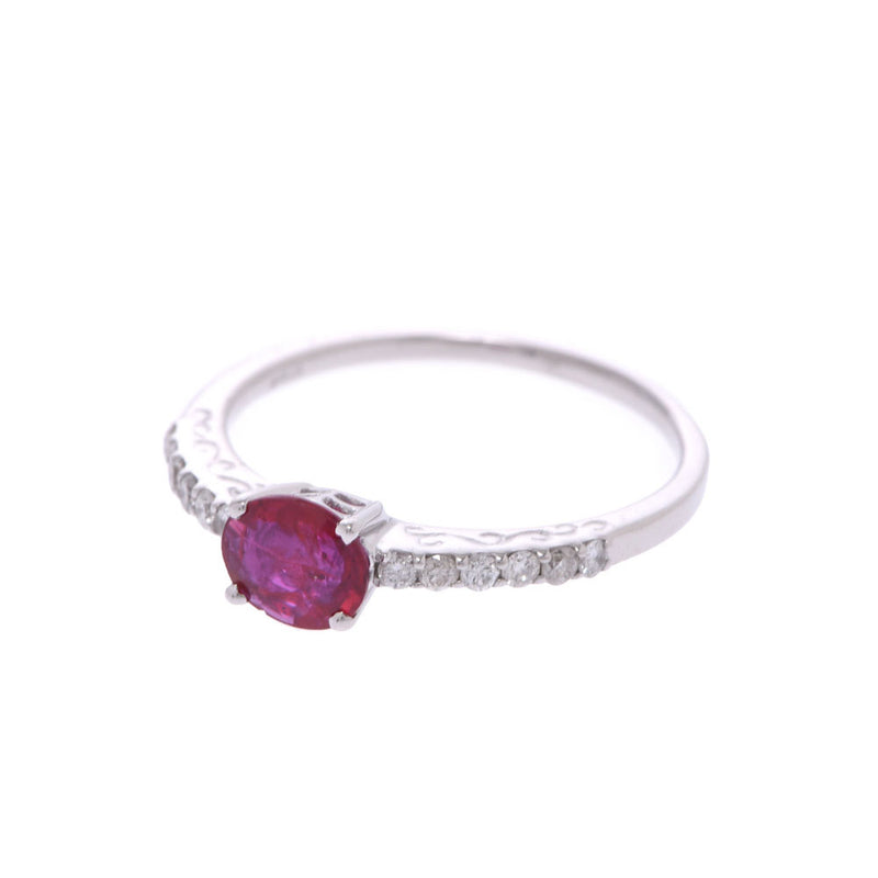 [Summer Selection 50,000 or less] Ruby 0.48ct Diamond 0.15ct 11 Ladies K18WG Ring / Ring A-Rank Used Sinkjo