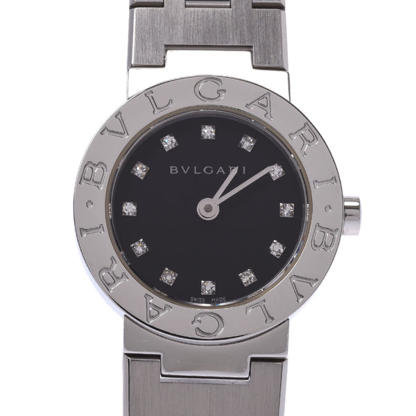 BVLGARI Bvlgari Bvlgari Bvlgari Bvlgari 23 12P diamond BB23SS ladies SS watch quartz black dial a rank second-hand silver