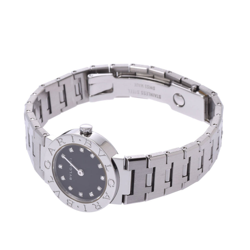 BVLGARI Bvlgari Bvlgari Bvlgari Bvlgari 23 12P diamond BB23SS ladies SS watch quartz black dial a rank second-hand silver