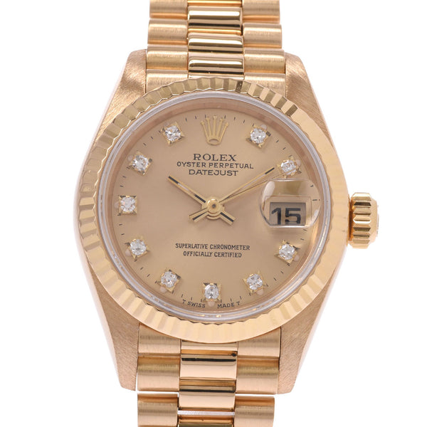 ROLEX Rolex: Dytojast 10P Diamond: 69178G Ladies: YG wristwatch, automatic winding champagne, Class A, used in silver.