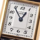 Cartier Cartier Mast Tank Women's GP / Leather Watch Quartz Silver Table AB Rank Used Silgrin