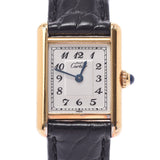 Cartier Cartier Mast Tank Women's GP / Leather Watch Quartz Silver Table AB Rank Used Silgrin