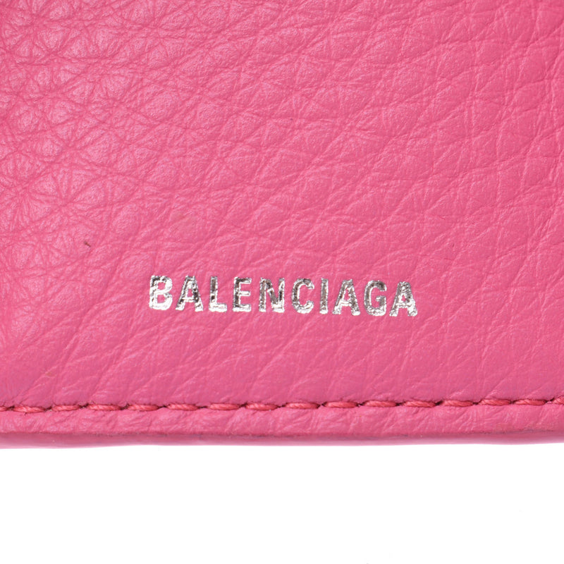 Balenciaga Valencia Paper Mini Wallet Pink 391446 Ladies Curf Three-folded wallet A-rank used Silgrin