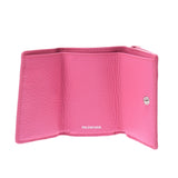 Balenciaga Valencia Paper Mini Wallet Pink 391446 Ladies Curf Three-folded wallet A-rank used Silgrin