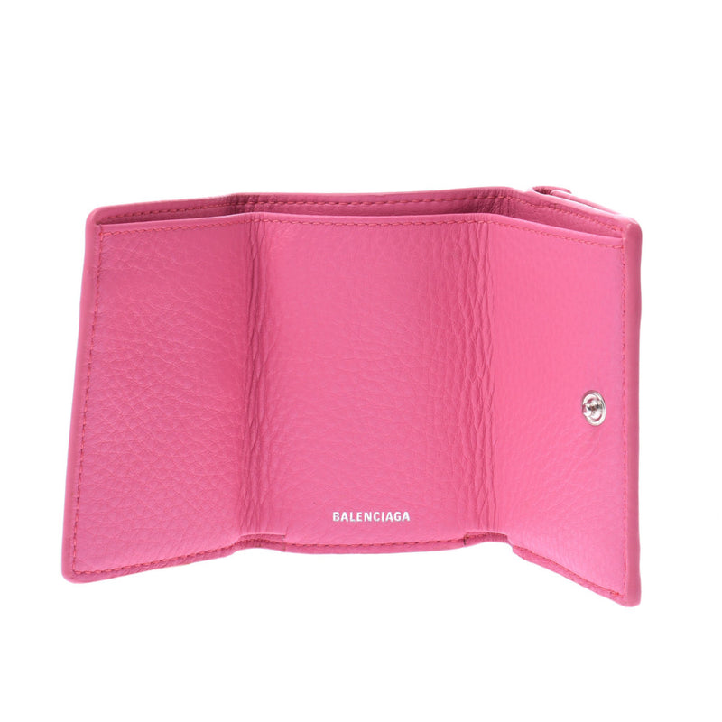 レディースバレンシアガ 三つ折り 財布 ピンク ペーパー ミニ - 財布