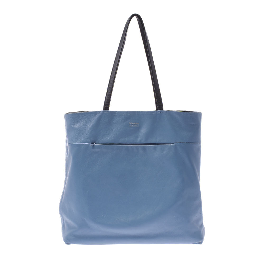 プラダリバーシブル 黒/水色系 レディース トートバッグ 1BG019 PRADA