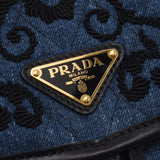 普拉达普拉达背包绗缝刺绣蓝色/黑色1bz677男女皆宜牛仔/皮革披肩日包A级二手水池