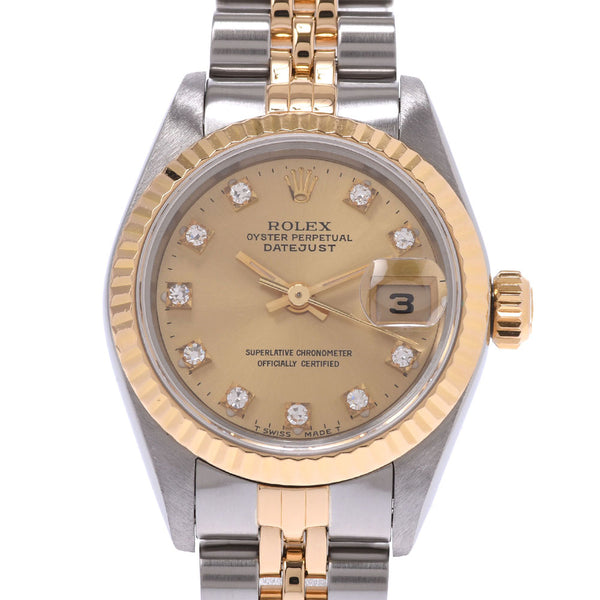 ROLEX Rolex Datejust 10P Diamond 69173G Ladies YG/SS Watch Automatic Winding Champagne Dial A Rank Used Ginzo