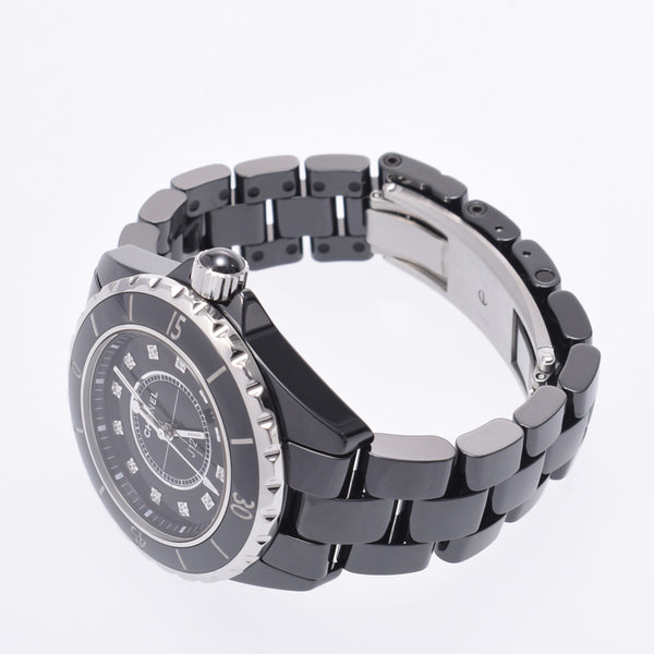 CHANEL J12 33mm 12P Diamond H1625 Boys Black Ceramic/SS Watch Quartz Black Dial A Rank Used Ginzo