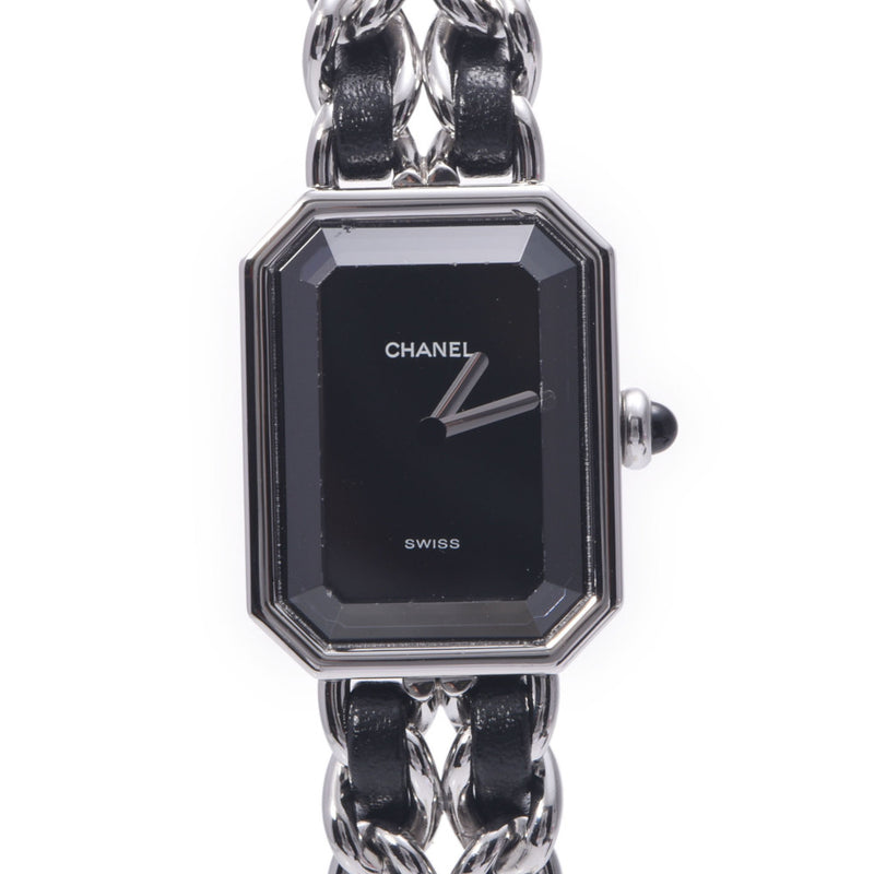 Chanel Plaid Mini Shoulder SS / Black Leather Watch