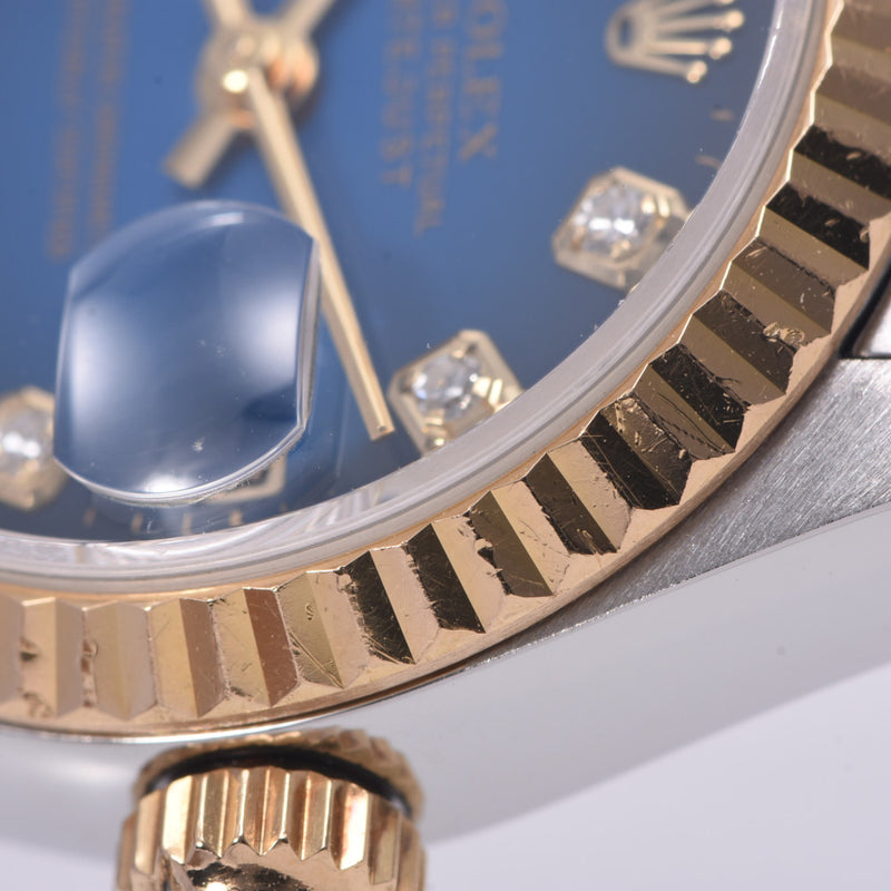 ROLEX Rolex Day Just 10P Diamond 69173G Women's YG / SS Watch Automatic Wound Blue Gradation Dial A Rank Used Sink