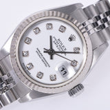 ROLEX Rolex Day Just 10P Diamond 79174G Women's SS / WG Watch Automatic Wound White Flight A-Rank Used Silgrin