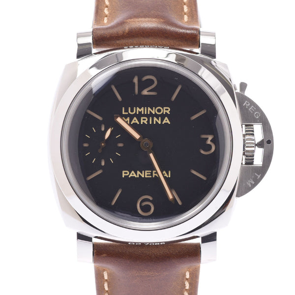 OFFICINE PANERAI オフィチーネパネライ ルミノール マリーナ 1950 3DAYS アッチャイオ PAM00422 メンズ SS/革 腕時計 手巻き 黒文字盤 Aランク 中古 銀蔵