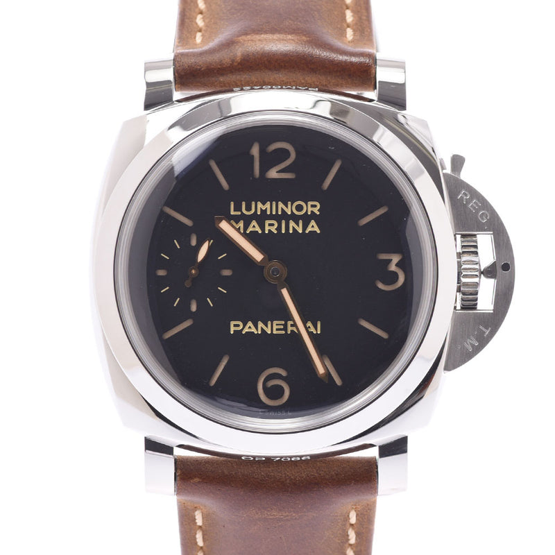 Officine Panerai Officene Panerai Luminor Marina 1950 3Days Achieve PAM00422 Men's SS / Leather Watch Hand-rolled Black Table A-Rank Used Sinkjo