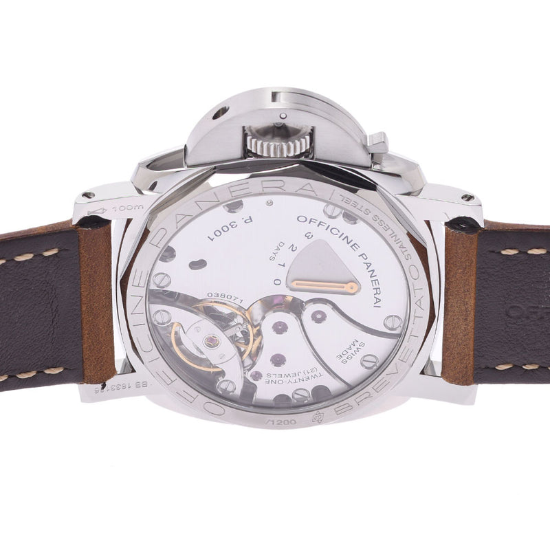 Officine Panerai Officene Panerai Luminor Marina 1950 3Days Achieve PAM00422 Men's SS / Leather Watch Hand-rolled Black Table A-Rank Used Sinkjo