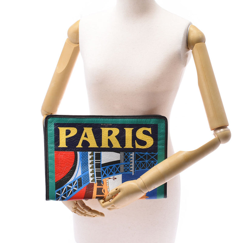 Balenciaga Valenciaga Bazaar Paris Design Multi 443658 Unisex Curf Clutch Bags A-rank used Silgrin