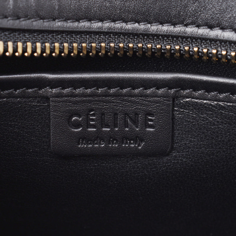 Celine Celine行李箱纳米孔三潜孔2way包黑色/灰色/蓝色女士的Caul / Sweder手袋未使用的Silgrin