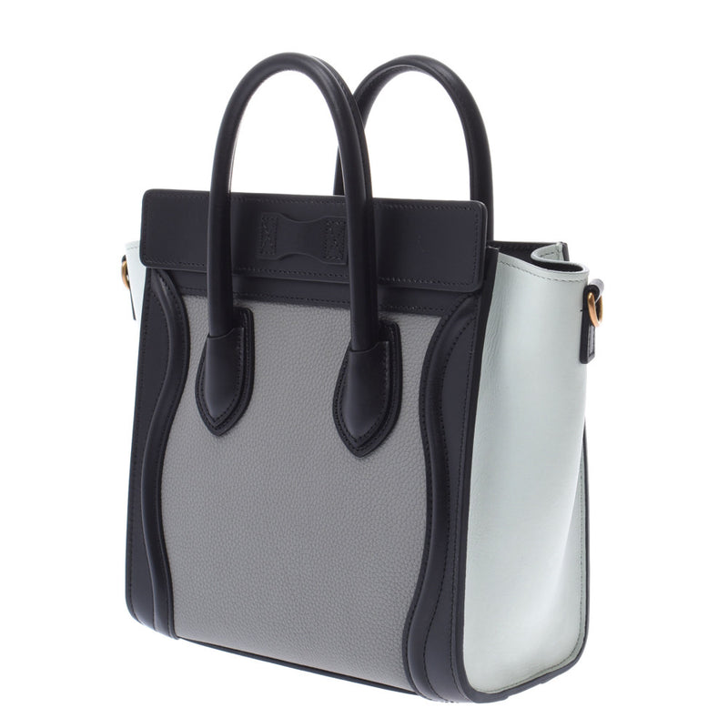 CELINE Celine nanoshopper tricorrol 2WAY bag black/gray/Blue Ladies/Sweeddhandbags: unused silver