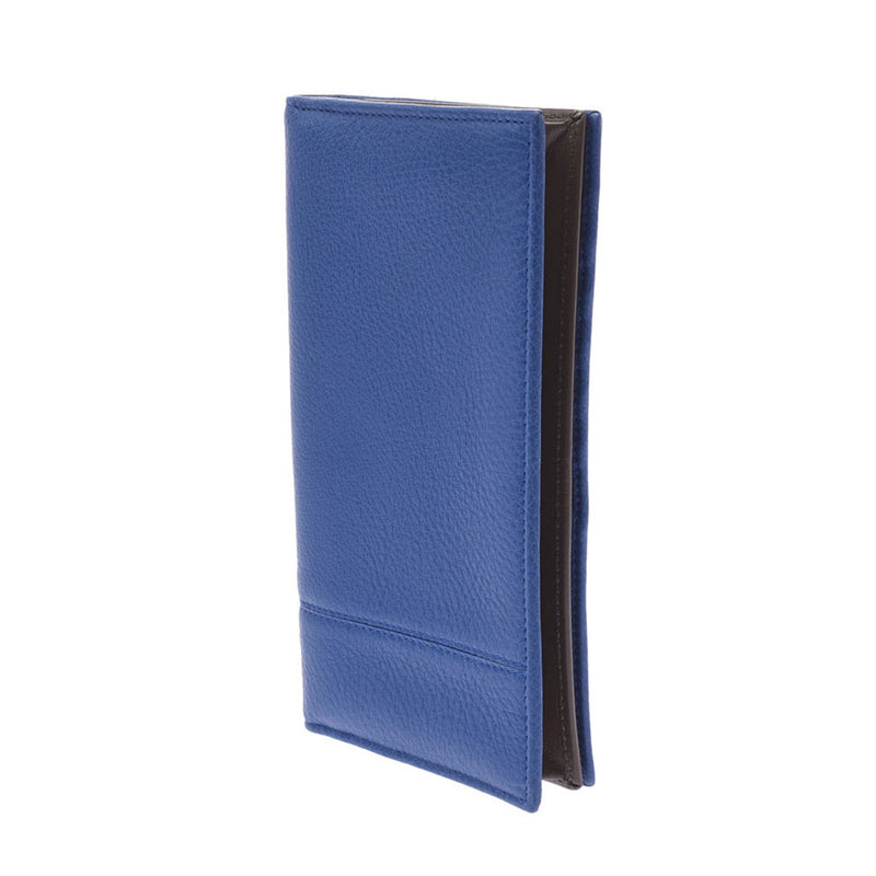 BVLGARI Bulgari Two-folded wallet blue silver bracket 38648 Men's calf long wallet A-rank used sinkjo