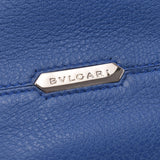 BVLGARI ブルガリ 二つ折り財布 青 シルバー金具 38648 メンズ カーフ 長財布 Aランク 中古 銀蔵