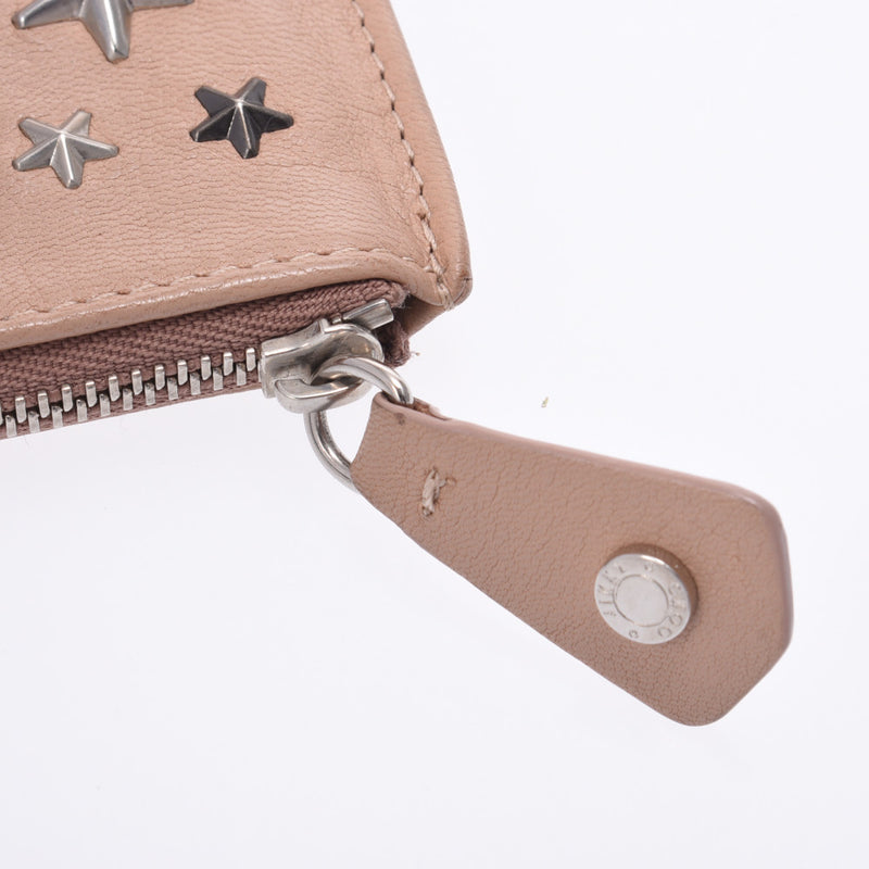 Jimmy Choo Jimmy Choo Key ring with coin purse Star Studs Pink Beige Unisex Calf Coin Case AB Rank Used Silgrin