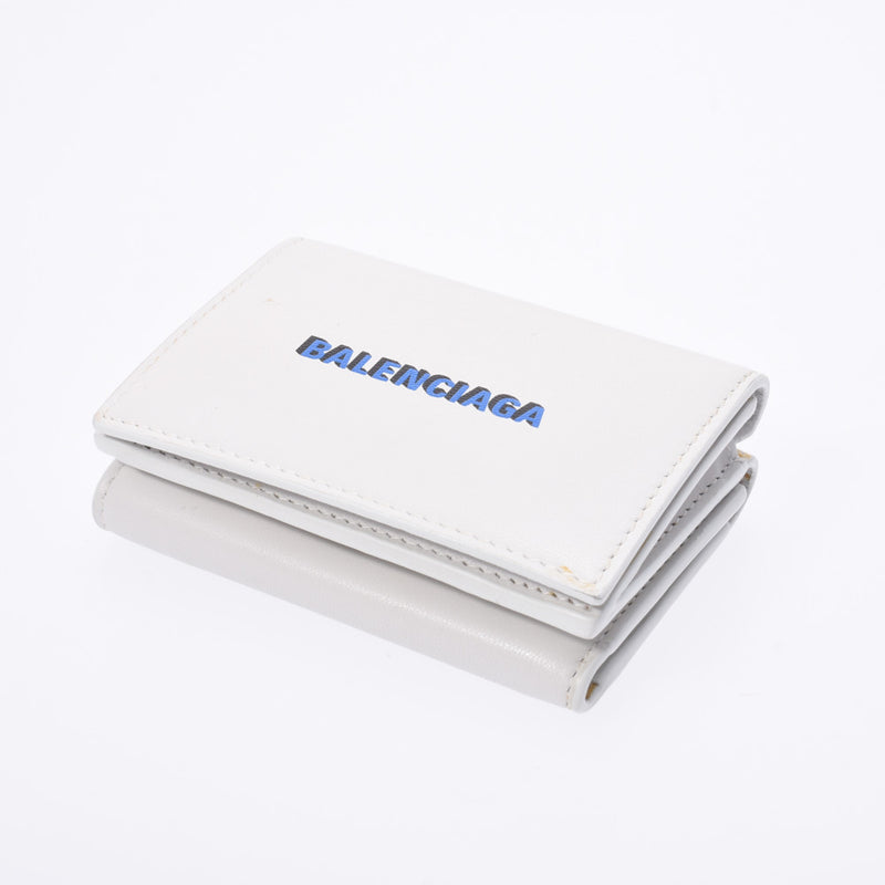 Balenciaga Valenciaga Cash Mini Compact Wallet White Unisex Curf Three Folded Wallets B Rank Used Silgrin