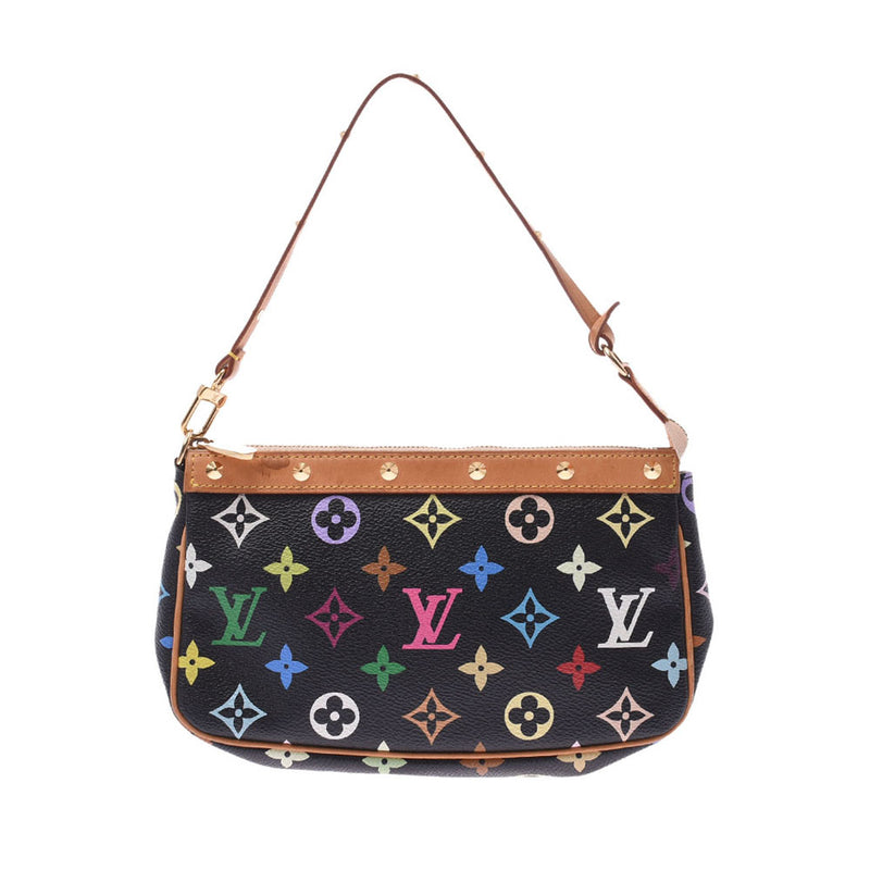 LOUIS VUITTON ルイヴィトン マルチカラー ポシェット アクセソワール 黒 M92648 レディース モノグラムマルチカラー アクセサリーポーチ Bランク 中古 銀蔵