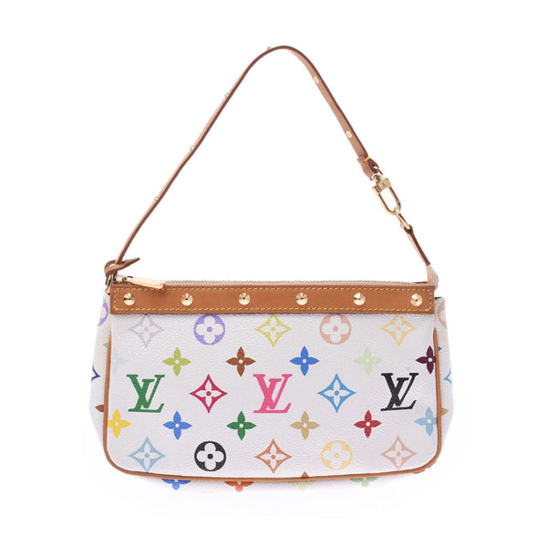 LOUIS VUITTON ルイヴィトン マルチカラー ポシェット アクセソワール 白 M92649 レディース モノグラムマルチカラー アクセサリーポーチ Bランク 中古 銀蔵