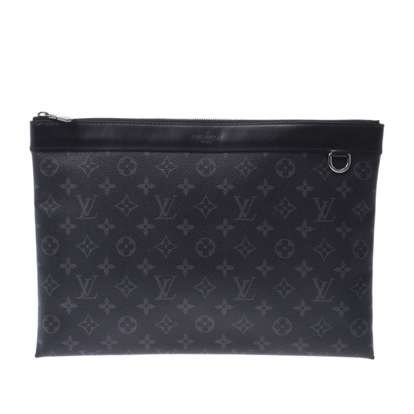 Louis Vuitton Louis Vuitton Monogram Exclipse Pochette Discovery Black M62291 Men's Monogram Eclipse Canvas Clutch Bags AB Rank Used Silgrin