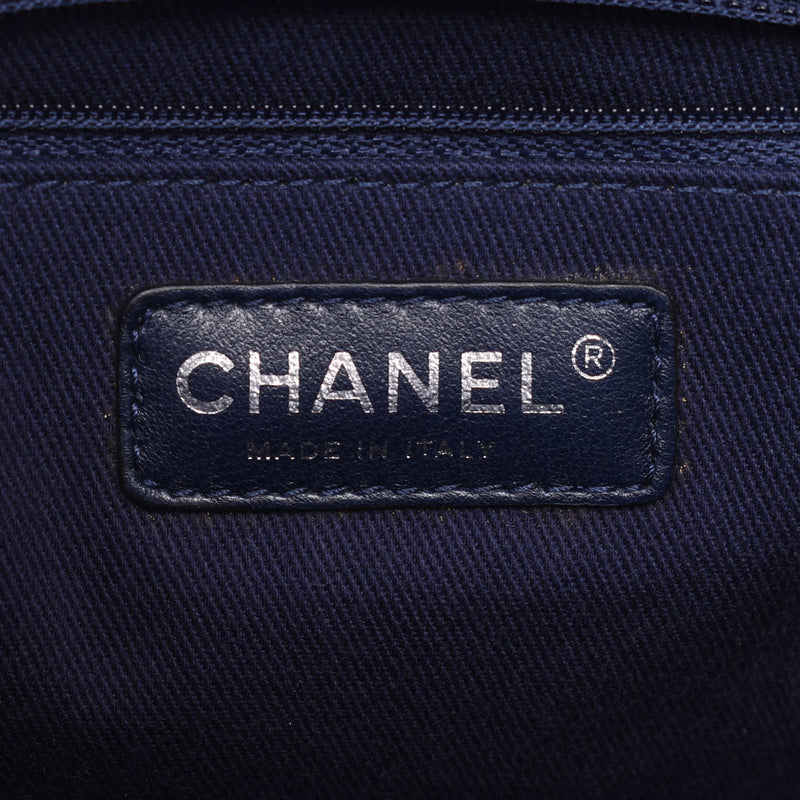 CHANEL シャネル ドーヴィル PM 青 シルバー金具 レディース キャンバス/レザー トートバッグ ABランク 中古 銀蔵