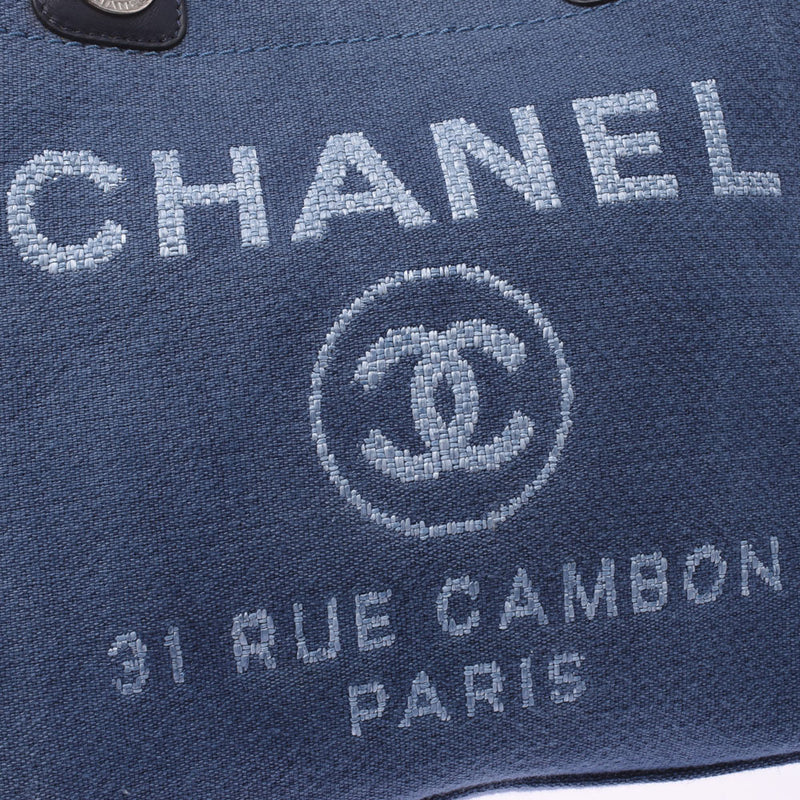 Chanel Chanel Deauville PM Blue Silver Fittings Women's Canvas / Leather Tote Bags AB Rank Used Sinkjo