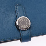 Hermes Hermes Digon GM Cobalt Silver Bracket T Engraved (around 2015) Unisex Swift Long Wallet AB Rank Used Sinkjo