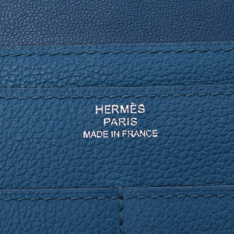 Hermes Hermes Dogon GM Cobalt Silver Flockage □ R Engraved (around 2014) Unisex Togo Long Wallet AB Rank Used Silgrin